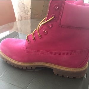 Pink Timberland boot